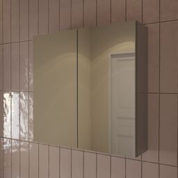 Veleka Gloss Grey Double Bathroom Cabinet With Mirrored Door (H)540mm (W)550mm - thumbnail 5