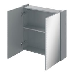 Veleka Gloss Grey Double Bathroom Cabinet With Mirrored Door (H)540mm (W)550mm - thumbnail 6