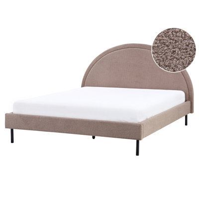 Beliani Bed Boucle Margut 160 X 200 Cm (Eu King Size) Taupe - image 1