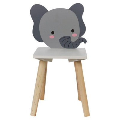 Urbn-Living Urbnliving Children Kids Wooden Chair Small Stool Elephant Animal Character Playroom - image 1