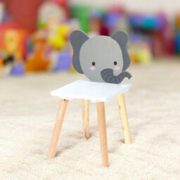 Urbn-Living Urbnliving Children Kids Wooden Chair Small Stool Elephant Animal Character Playroom - thumbnail 4