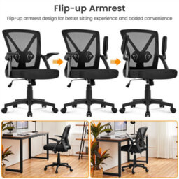 Yaheetech Mesh Office Chair With Flip-Up Armrests - Black - thumbnail 6