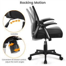 Yaheetech Mesh Office Chair With Flip-Up Armrests - Black - thumbnail 7