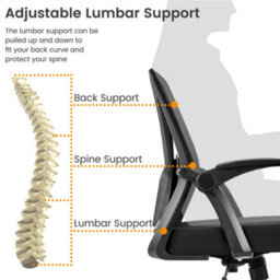 Yaheetech Mesh Office Chair With Flip-Up Armrests - Black - thumbnail 5