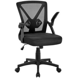 Yaheetech Mesh Office Chair With Flip-Up Armrests - Black - thumbnail 2