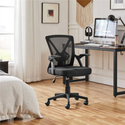 Yaheetech Mesh Office Chair With Flip-Up Armrests - Black - thumbnail 1