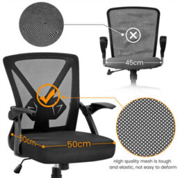 Yaheetech Mesh Office Chair With Flip-Up Armrests - Black - thumbnail 8