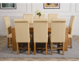 That's Furniture Dakota 182 X 92 Cm Chunky Oak Large Dining Table And 8 Chairs Dining Set With Washington Ivory Leather Chairs - thumbnail 2