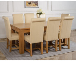 That's Furniture Dakota 182 X 92 Cm Chunky Oak Large Dining Table And 8 Chairs Dining Set With Washington Ivory Leather Chairs - thumbnail 3