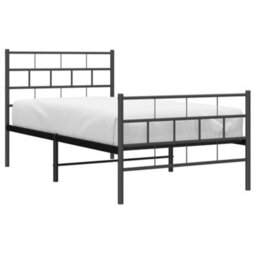 Berkfield Metal Bed Frame With Headboard And Footboard Black 90X190 Cm - thumbnail 3