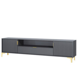 Tv Unit Tide Crest 200Cm - Dark Grey & Gold - thumbnail 9