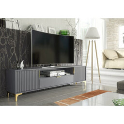 Tv Unit Tide Crest 200Cm - Dark Grey & Gold - thumbnail 8