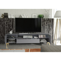 Tv Unit Tide Crest 200Cm - Dark Grey & Gold - thumbnail 5