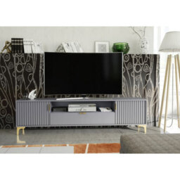 Tv Unit Tide Crest 200Cm - Dark Grey & Gold - thumbnail 4