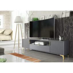 Tv Unit Tide Crest 200Cm - Dark Grey & Gold - thumbnail 2