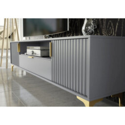 Tv Unit Tide Crest 200Cm - Dark Grey & Gold - thumbnail 3