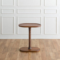 Mh London Campbell Walnut C Shape Side Table Solid Mango Wood End Table Tray Top - thumbnail 3