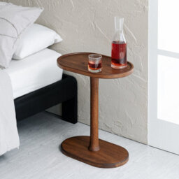 Mh London Campbell Walnut C Shape Side Table Solid Mango Wood End Table Tray Top - thumbnail 2