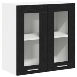 Berkfield Hanging Glass Cabinet In Black Oak - 60X31X60 Cm, Made From Engineered Wood - thumbnail 2