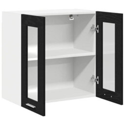 Berkfield Hanging Glass Cabinet In Black Oak - 60X31X60 Cm, Made From Engineered Wood - thumbnail 5