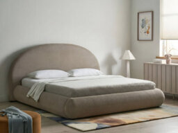 Beliani Ottoman Bed Fabric Grasse 180 X 200 Cm (Eu Super King) Taupe - thumbnail 2