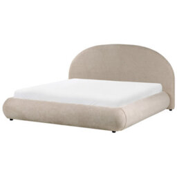 Beliani Ottoman Bed Fabric Grasse 180 X 200 Cm (Eu Super King) Taupe - thumbnail 1