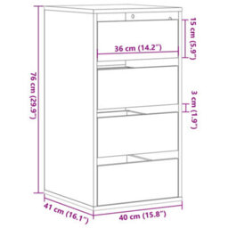 Vidaxl Corner Chest Of Drawers Concrete Grey 40X41X76 Cm Engineered Wood - thumbnail 3