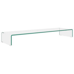Berkfield Tv Stand/monitor Riser Glass Clear 110X30X13 Cm - thumbnail 2