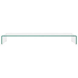 Berkfield Tv Stand/monitor Riser Glass Clear 110X30X13 Cm - thumbnail 3