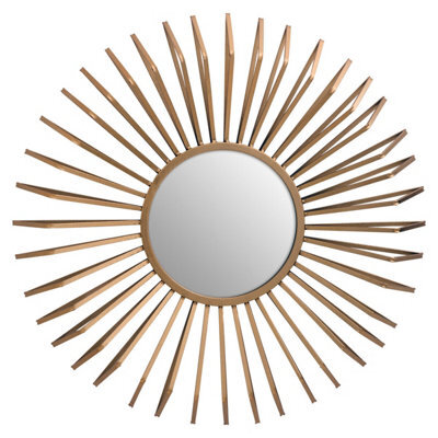 Orsina Gold Sunburst Wall Mirror With Bevelled Spokes, Round Decorative Mirror, Maximalist Metal Accent Mirror - image 1