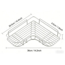 2X White Organiser Storage Rack Corner Shower Caddy Self Adhesive Bathroom Shelf - thumbnail 2