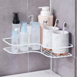 2X White Organiser Storage Rack Corner Shower Caddy Self Adhesive Bathroom Shelf - thumbnail 8