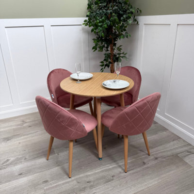 Life Interiors Lucia Dining Set With Round Table And Set Of 4 Lucia Velvet Dining Chairs - image 1