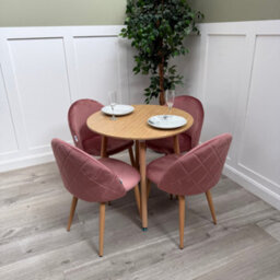 Life Interiors Lucia Dining Set With Round Table And Set Of 4 Lucia Velvet Dining Chairs - thumbnail 2