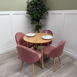 Life Interiors Lucia Dining Set With Round Table And Set Of 4 Lucia Velvet Dining Chairs - thumbnail 3