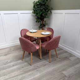 Life Interiors Lucia Dining Set With Round Table And Set Of 4 Lucia Velvet Dining Chairs - thumbnail 4