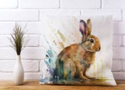 Warren Reed Designer Rabbit Splash Watercolour Cushions 45Cm X 45Cm - thumbnail 2