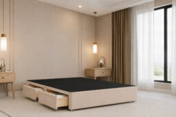 "Nexus Kyoto Plush Divan, Pebble, 26"" Headboard, 2 Drawers Same Side, Open Coil Mattress, Small Double" - thumbnail 4
