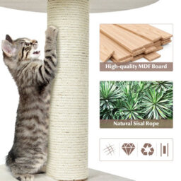 Costway Wooden Cat Tower 4-Tier Cat Tree Climbing Play Center W/ Scratching Sisal Posts - thumbnail 7