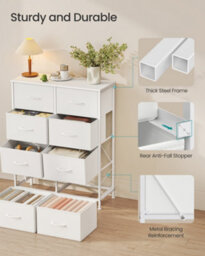 LEDREM Drawer Storage Unit, Chest Of Drawers For Bedroom, Closet, 8 Fabric Drawers, White - thumbnail 6
