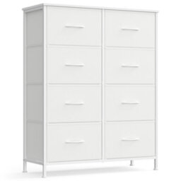 LEDREM Drawer Storage Unit, Chest Of Drawers For Bedroom, Closet, 8 Fabric Drawers, White - thumbnail 2