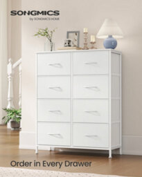 Songmics Drawer Storage Unit, Chest Of Drawers For Bedroom, Closet, 8 Fabric Drawers, White