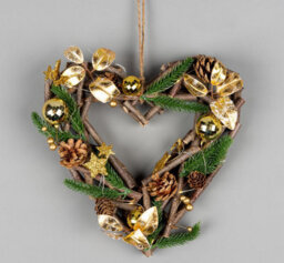 Shatchi 30Cm B/o Led Twig Hanging Heart Gold - thumbnail 1