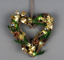 Shatchi 30Cm B/o Led Twig Hanging Heart Gold - thumbnail 2