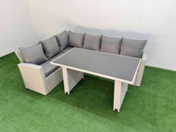Fimous 6 Seater Wicker Rattan Corner Sofa Sets Outdoor Garden Furniture Sets With Lounge Sofa Light Grey - thumbnail 2