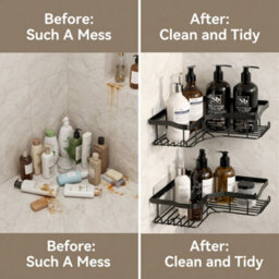 Kokoma Set Of 3 Corner Shower Caddy No Drilling Organiser - thumbnail 4