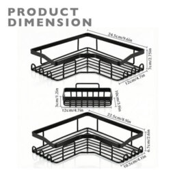Kokoma Set Of 3 Corner Shower Caddy No Drilling Organiser - thumbnail 5