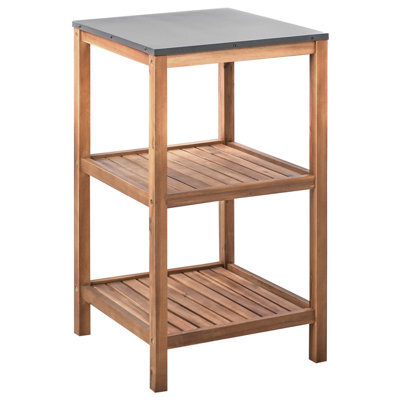 Beliani Outdoor Kitchen Island Brucoli Acacia Wood Brown - image 1