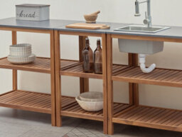 Beliani Outdoor Kitchen Island Brucoli Acacia Wood Brown - thumbnail 2