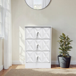 Genoa Ready Assembled Matt White No Effect 3 Drawer Bedside Chest (H)726mm (W)450mm (D)395mm - thumbnail 1